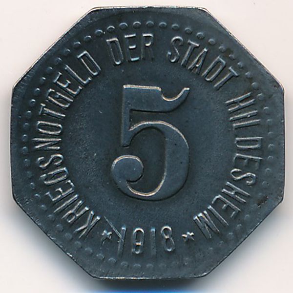 Хильдесхайм., 5 пфеннигов (1918 г.)