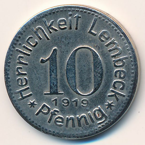 Лембек., 10 пфеннигов (1919 г.)