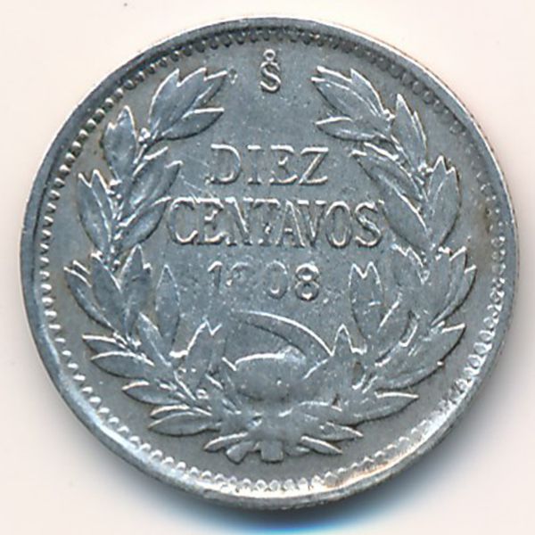 Чили, 10 сентаво (1908 г.)