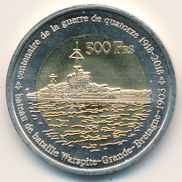 Остров Жуан-ди-Нова., 500 франков (2018 г.)