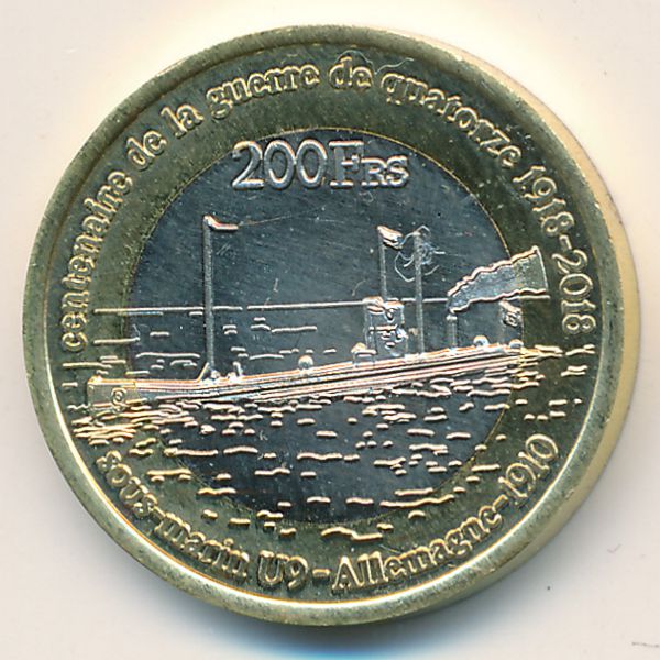 Остров Жуан-ди-Нова., 200 франков (2018 г.)