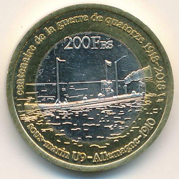 Остров Тромлен., 200 франков (2018 г.)