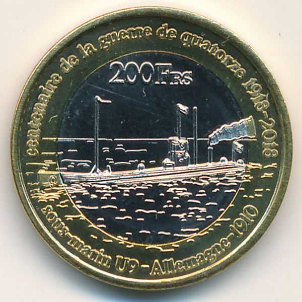 Острова Глорьез., 200 франков (2018 г.)