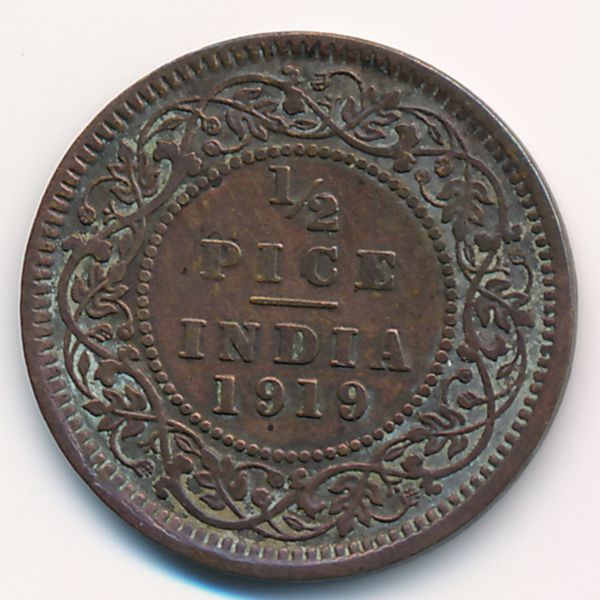 Британская Индия, 1/2 пайсы (1919 г.)