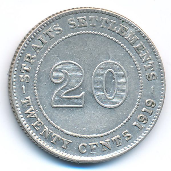 Стрейтс-Сетлментс, 20 центов (1919 г.)