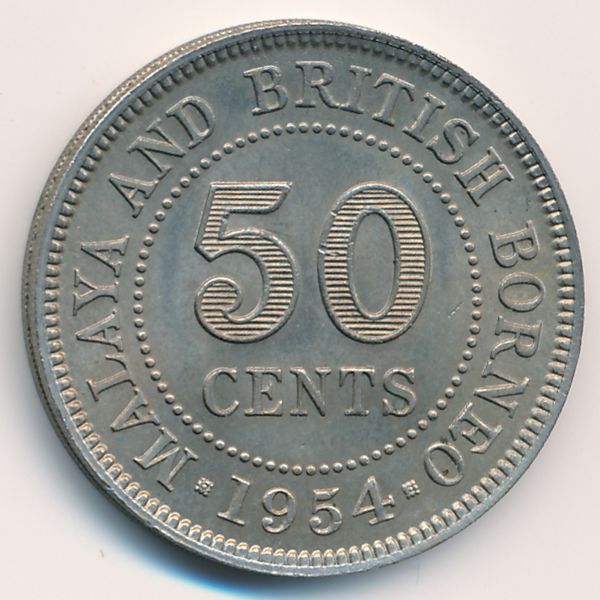 Малайя и Британское Борнео, 50 центов (1954 г.)