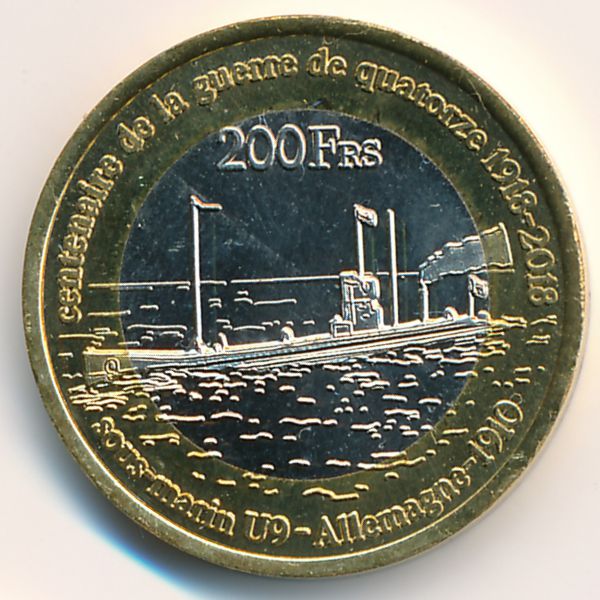 Остров Тромлен., 200 франков (2018 г.)