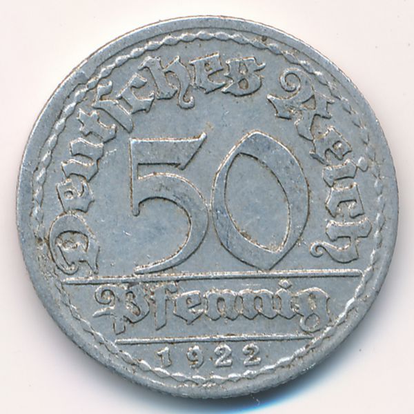 Веймарская республика, 50 пфеннигов (1922 г.)