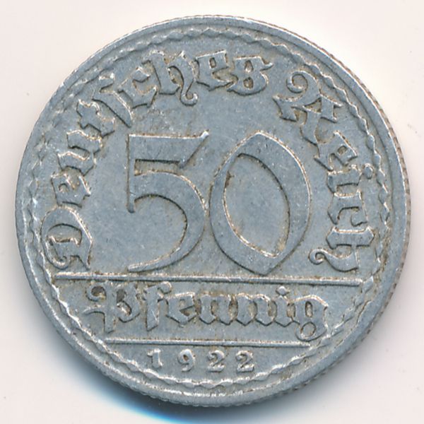 Веймарская республика, 50 пфеннигов (1922 г.)