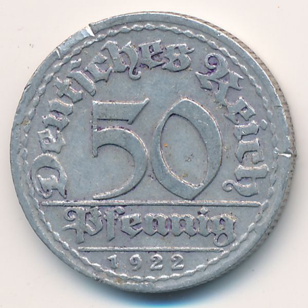 Веймарская республика, 50 пфеннигов (1922 г.)