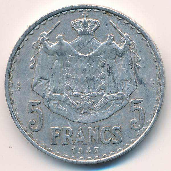 Монако, 5 франков (1945 г.)