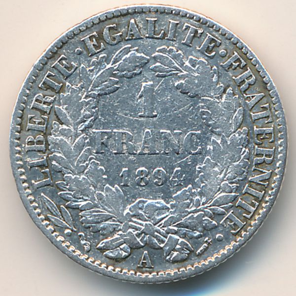 Франция, 1 франк (1894 г.)