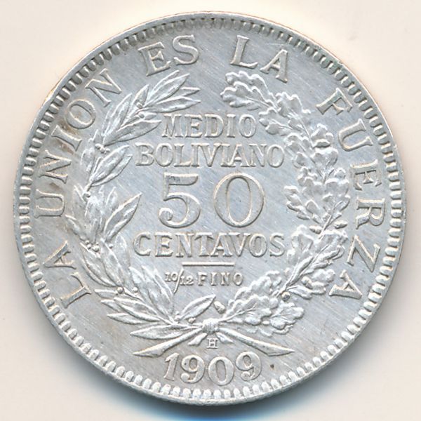 Боливия, 50 сентаво (1909 г.)