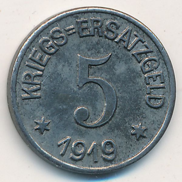 Крефельд., 5 пфеннигов (1919 г.)