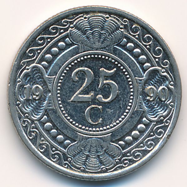 Антильские острова, 25 центов (1990 г.)