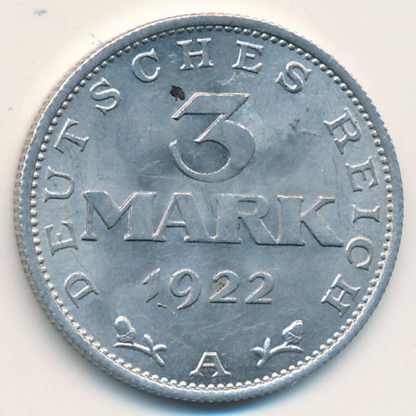 Веймарская республика, 3 марки (1922 г.)