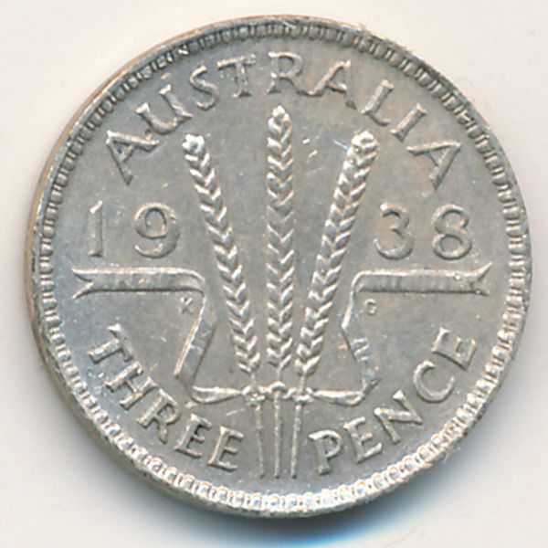Австралия, 3 пенса (1938 г.)