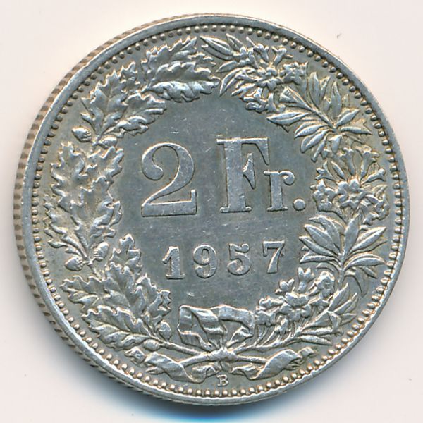 Швейцария, 2 франка (1957 г.)