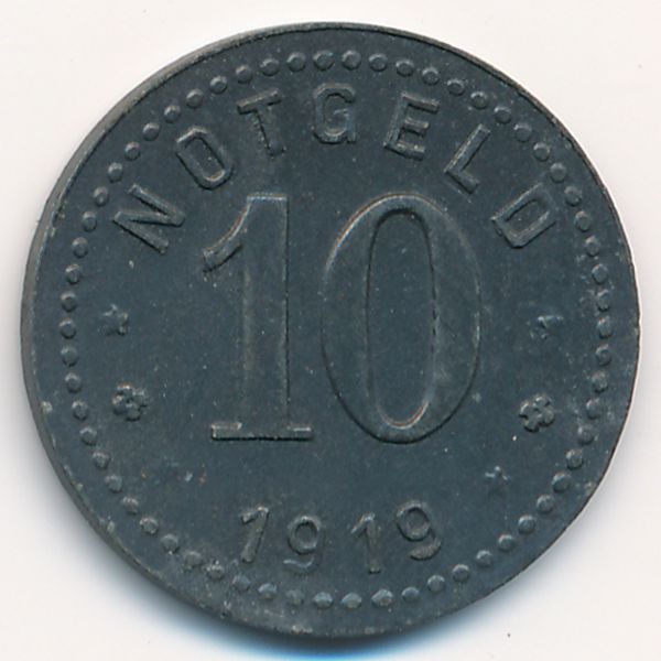 Унтервассер., 10 пфеннигов (1919 г.)