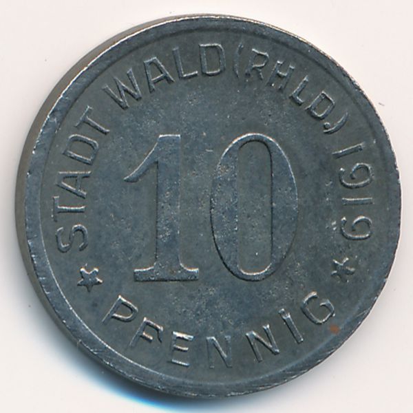 Вальд., 10 пфеннигов (1919 г.)