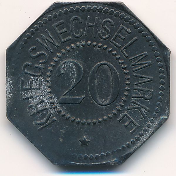 Бергедорф., 20 пфеннигов (1917 г.)