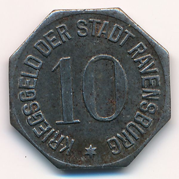 Равенсбург., 10 пфеннигов (1918 г.)