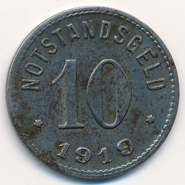 Зинциг., 10 пфеннигов (1919 г.)