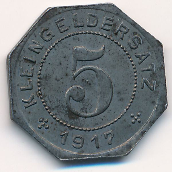 Тюбинген., 5 пфеннигов (1917 г.)