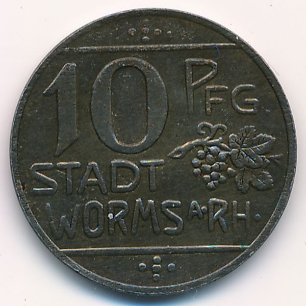Вормс., 10 пфеннигов (1918 г.)