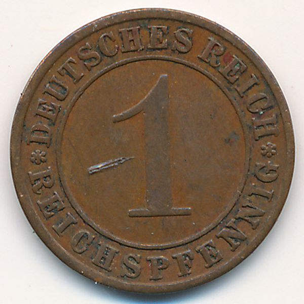Веймарская республика, 1 рейхспфенниг (1925 г.)