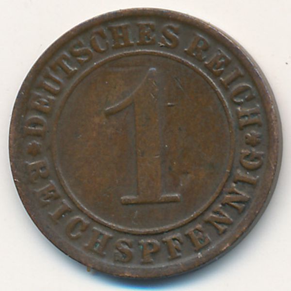 Веймарская республика, 1 рейхспфенниг (1925 г.)