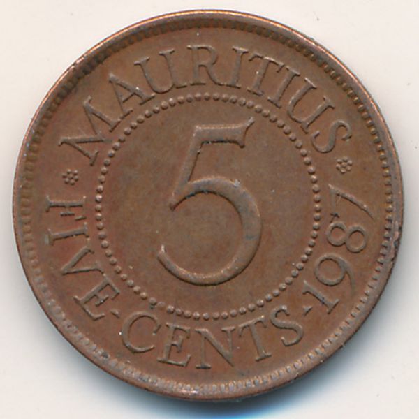 Маврикий, 5 центов (1987 г.)