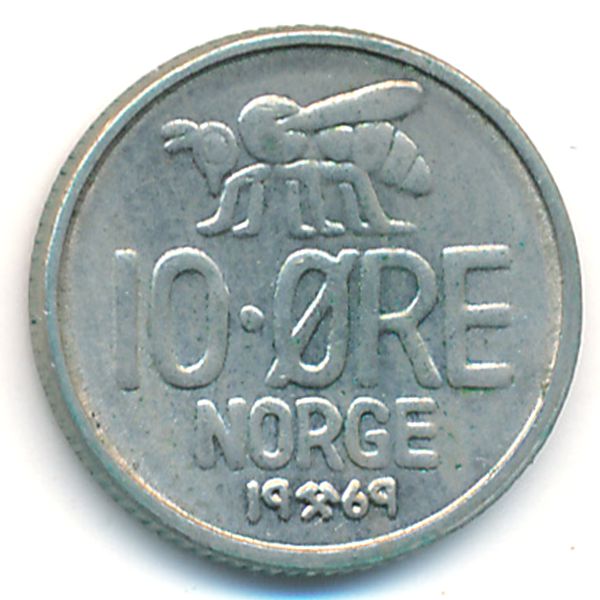 Норвегия, 10 эре (1969 г.)