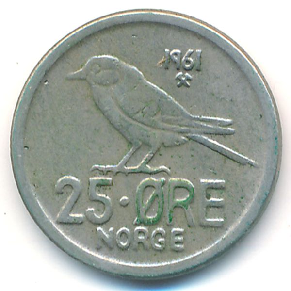 Норвегия, 25 эре (1961 г.)