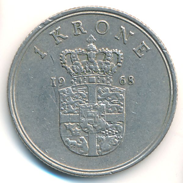 Дания, 1 крона (1968 г.)