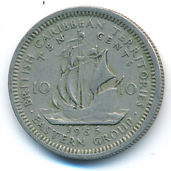 Восточные Карибы, 10 центов (1955 г.)