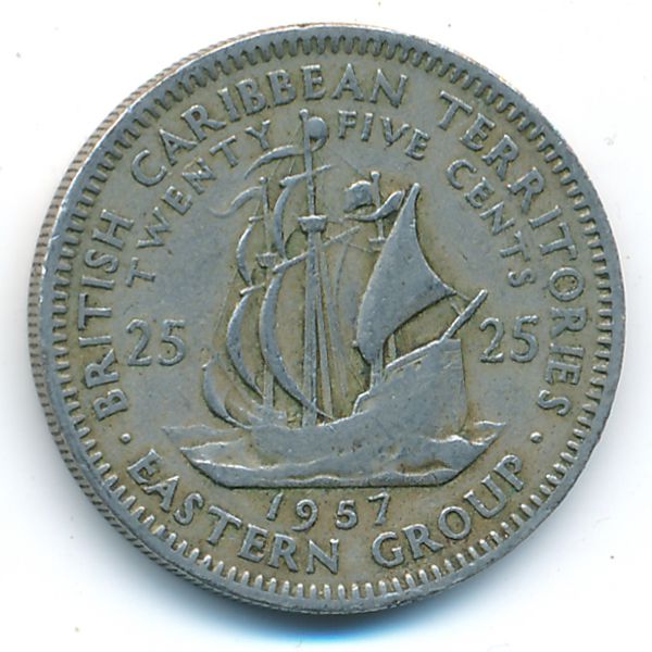 Восточные Карибы, 25 центов (1957 г.)