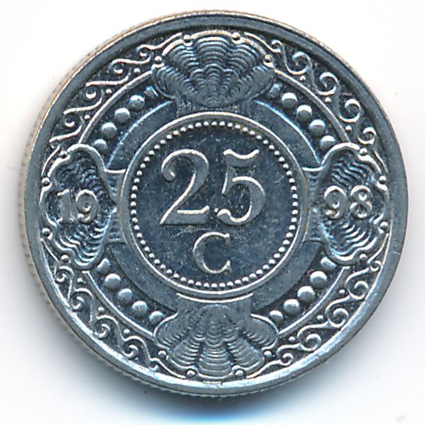 Антильские острова, 25 центов (1998 г.)