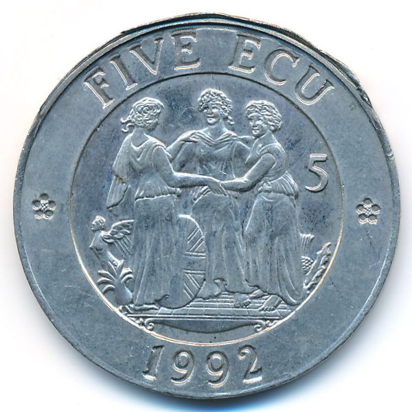 Великобритания., 5 экю (1992 г.)