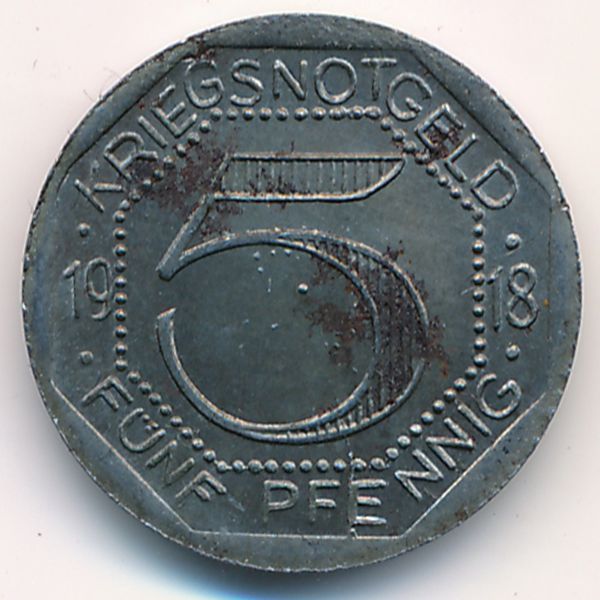 Хорб-на-Неккаре., 5 пфеннигов (1918 г.)