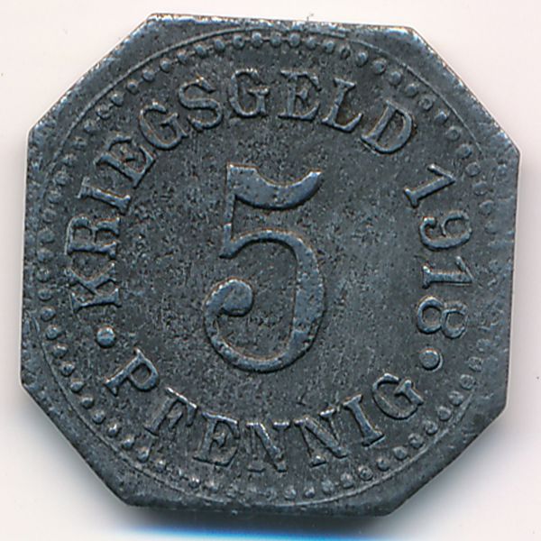 Зигмаринген., 5 пфеннигов (1918 г.)