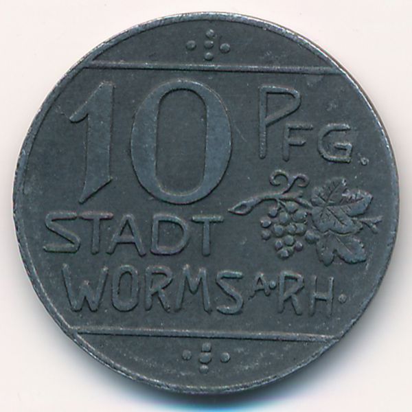 Вормс., 10 пфеннигов (1918 г.)