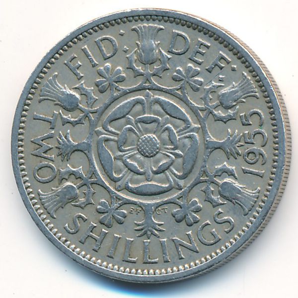 Великобритания, 2 шиллинга (1955 г.)