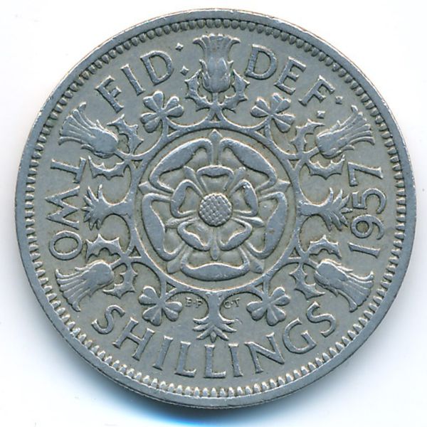 Великобритания, 2 шиллинга (1957 г.)