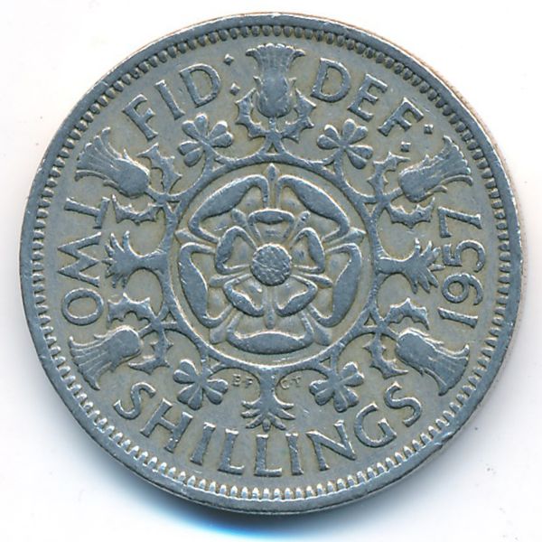 Великобритания, 2 шиллинга (1957 г.)