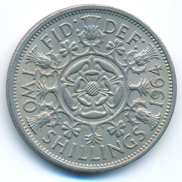 Великобритания, 2 шиллинга (1964 г.)