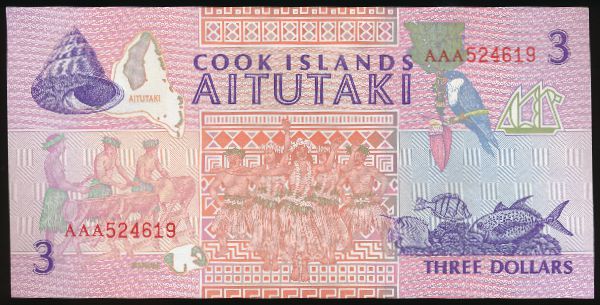 Острова Кука, 3 доллара (1992 г.)