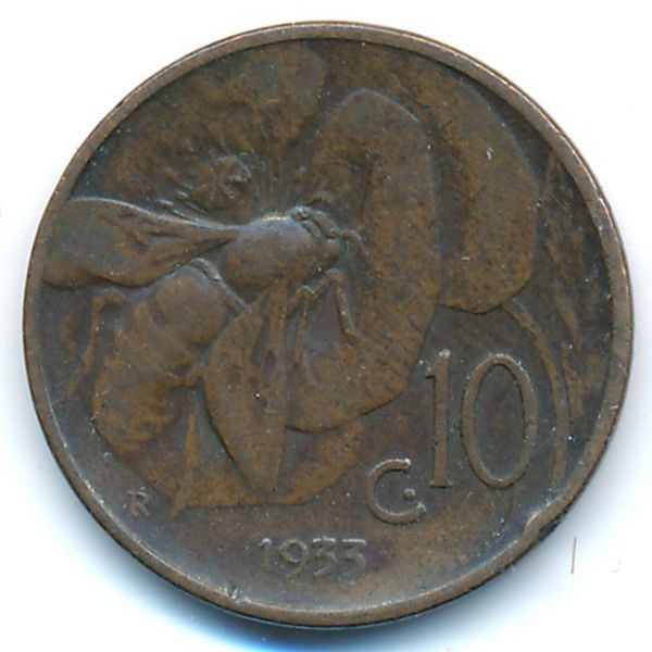 Италия, 10 чентезимо (1933 г.)