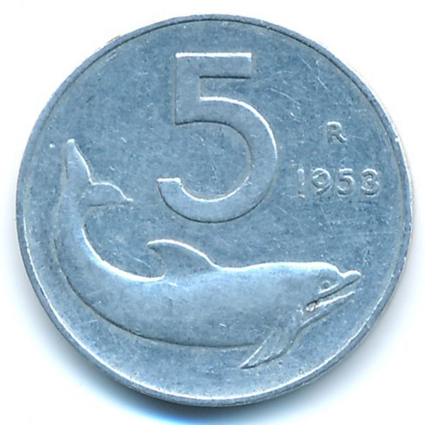 Италия, 5 лир (1953 г.)