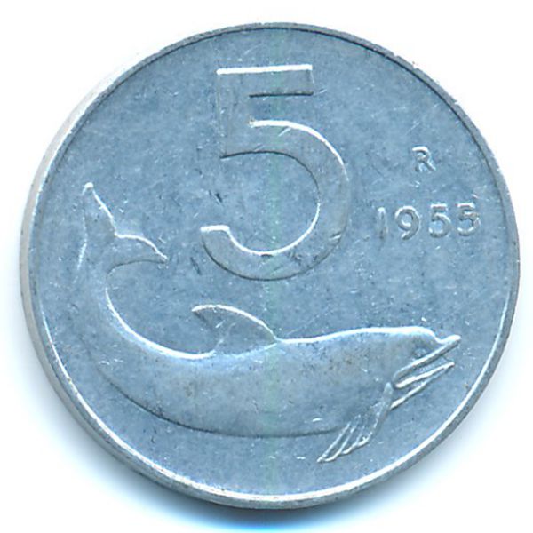 Италия, 5 лир (1955 г.)